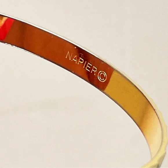 Napier Gold Tone and Blue Enamel Bangle Bracelet - Picture 6 of 8